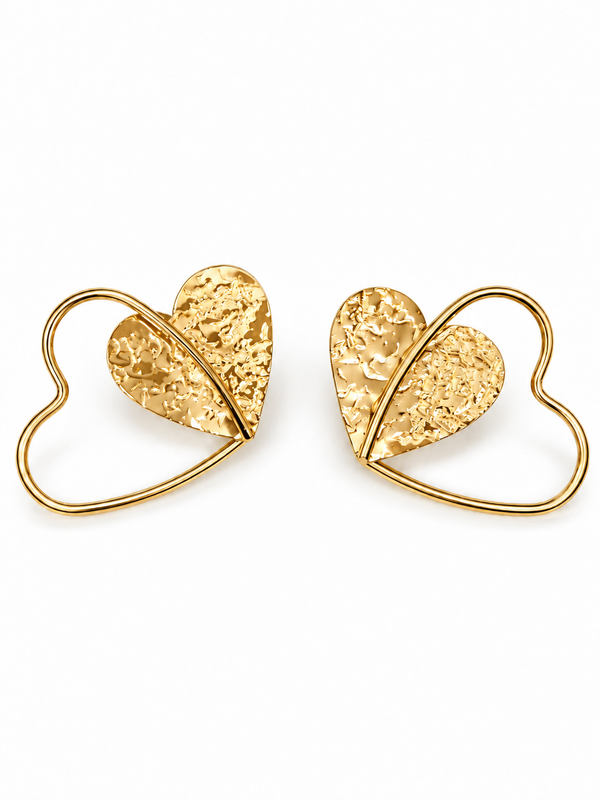 Boucles d'oreilles cœurs dorés martelés AMORELIA