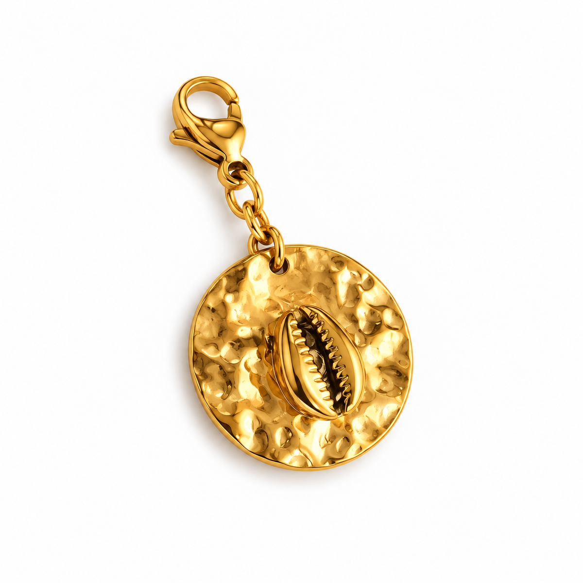 Charm médaille martelée coquillage
