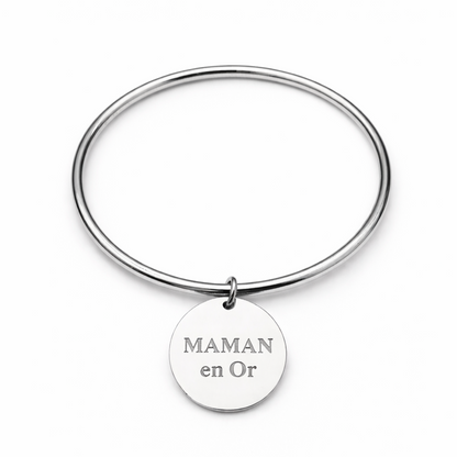 Jonc breloque message MAMAN EN OR