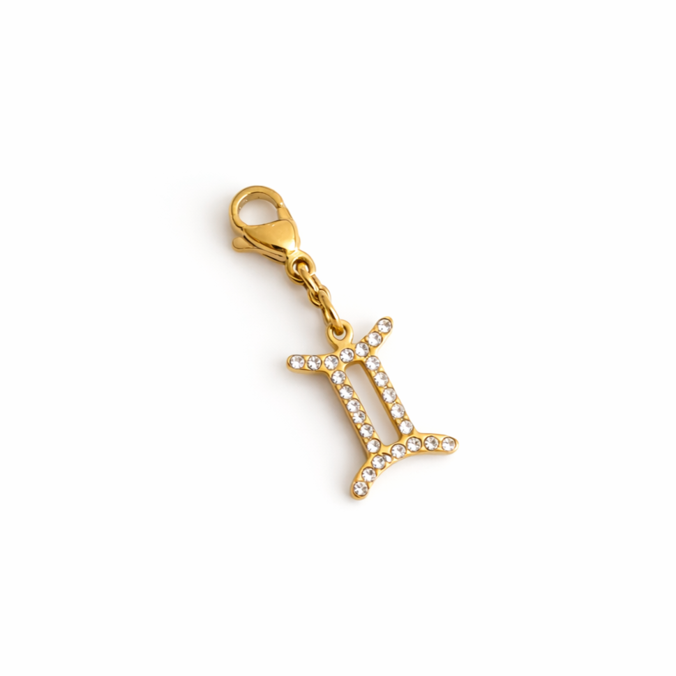 Charm signe astrologique zircons - doré