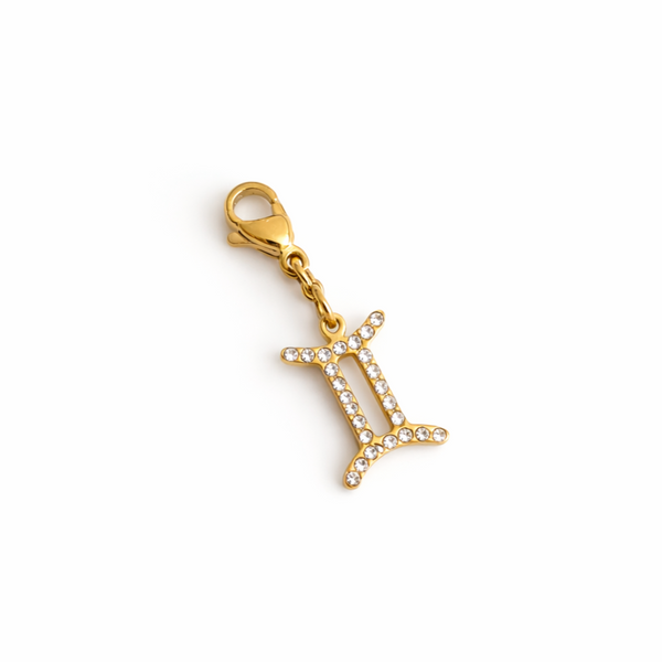 Charm signe astrologique zircons - doré