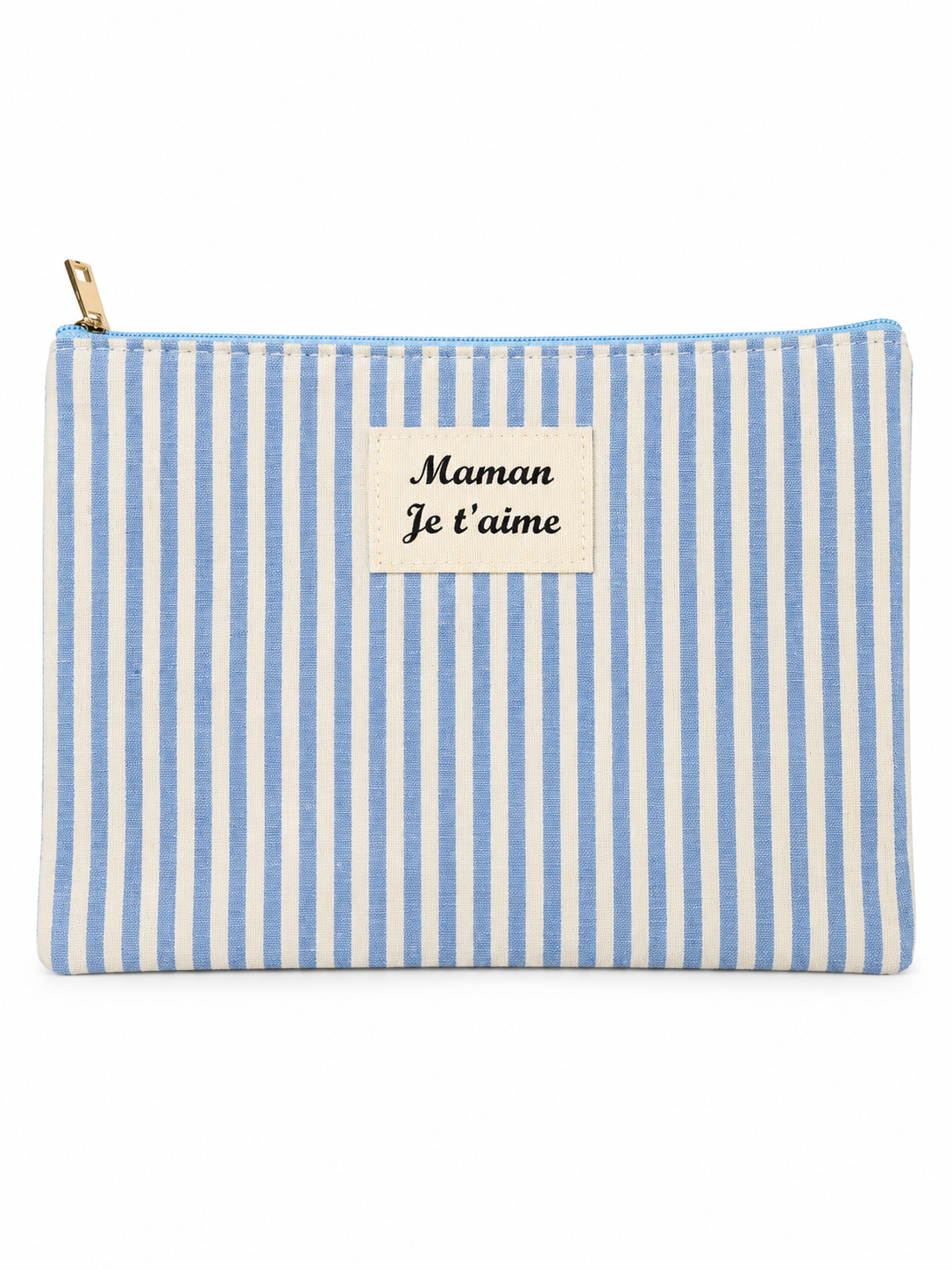 Pochette à rayures bleu ciel Maman Je t'aime