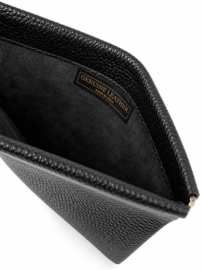 Pochette cuir noir fermoir clic-clac