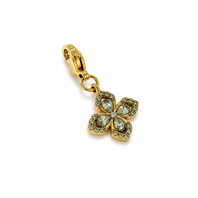 Charm fleur stylisée zircons - vert