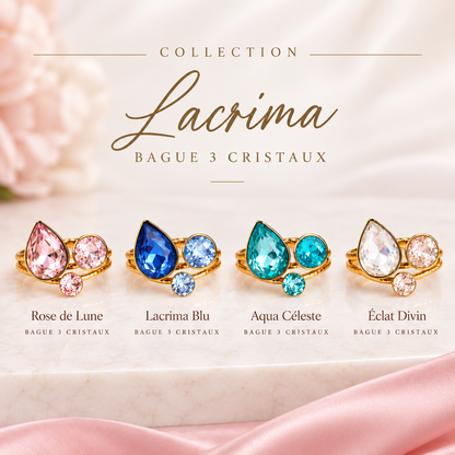 Bague 3 cristaux LACRIMA - Coloris au choix