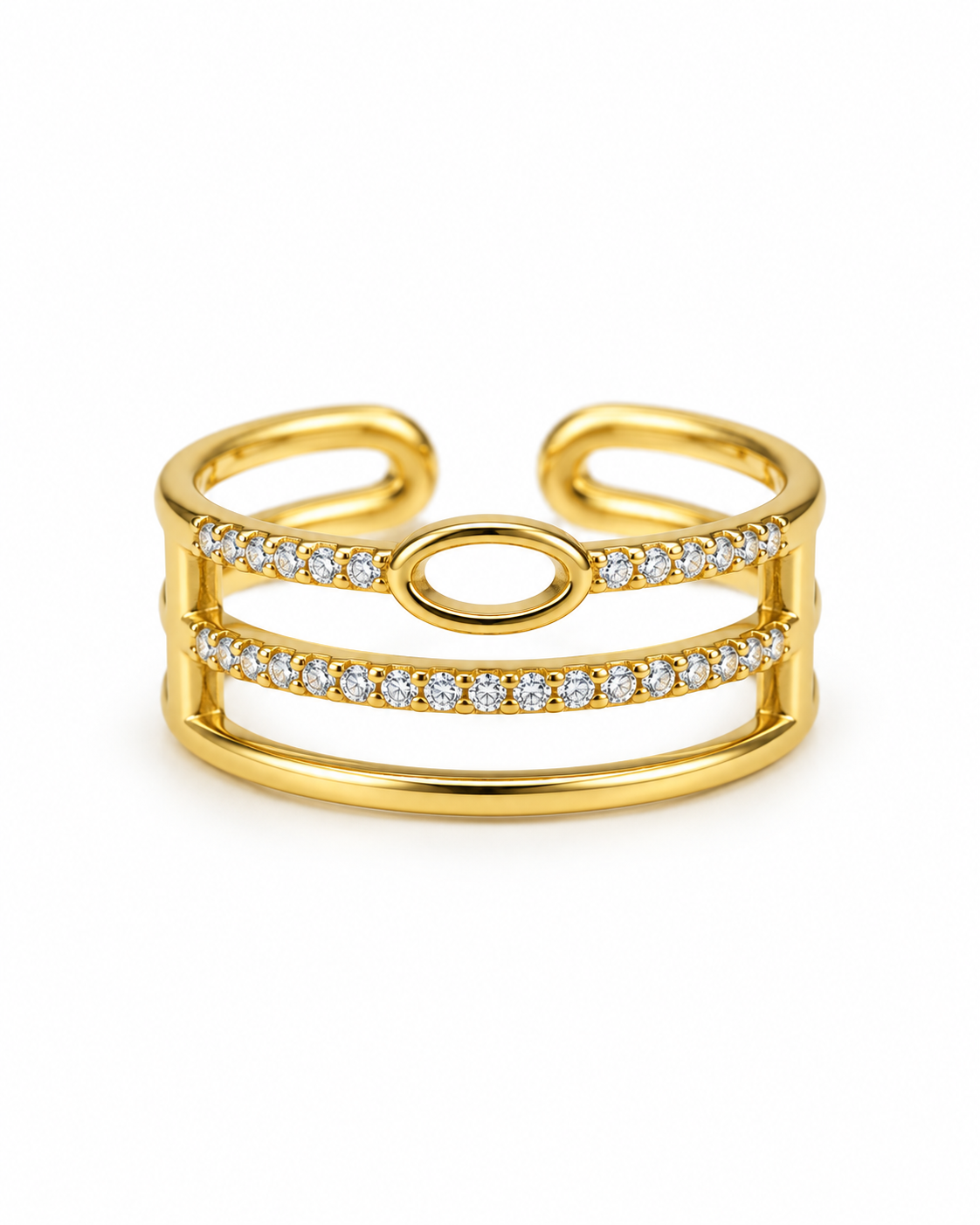 Bague Laguna dorée zircons et maille marine