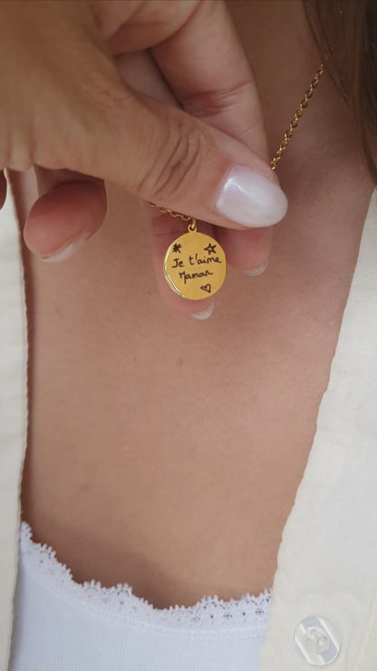 Collier médaillon à graver - doré