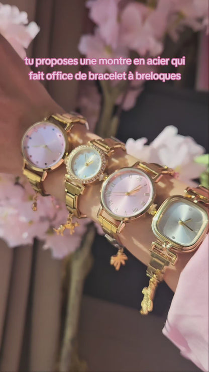 Tête de montre italienne VYBE à personnaliser - Dorée - (cadran rose)
