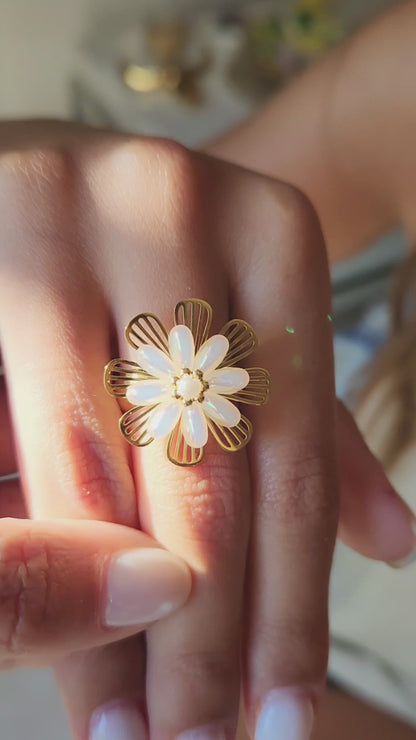 Bague rotative anti-stress FLEUR DE SÉRÉNITÉ - doré
