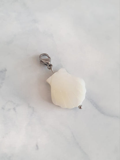 Charm grand coquillage nacre - argenté