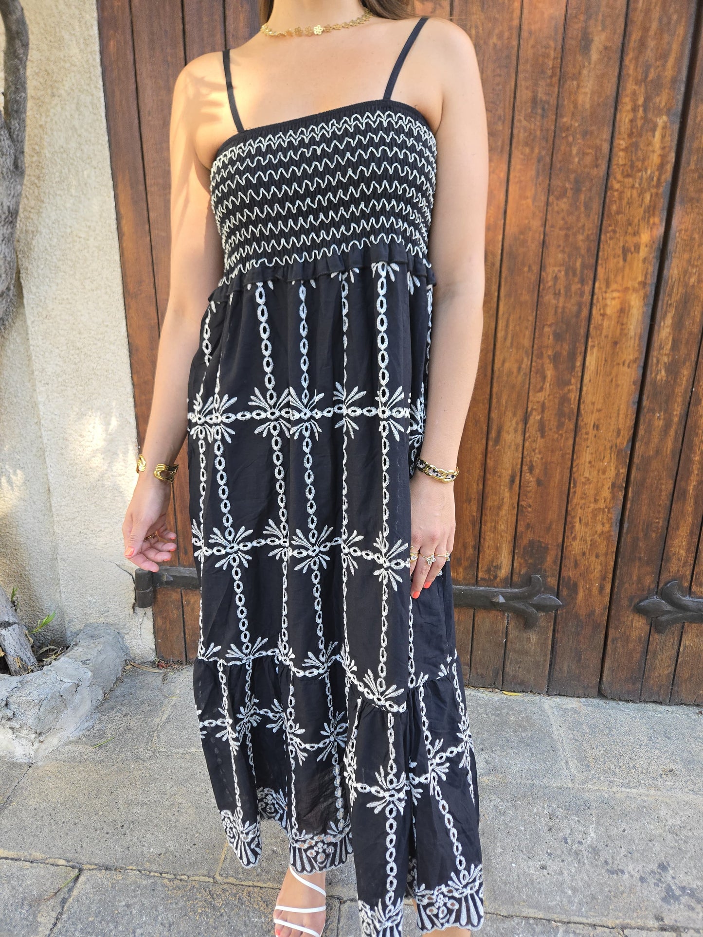 Robe longue à motifs - noir