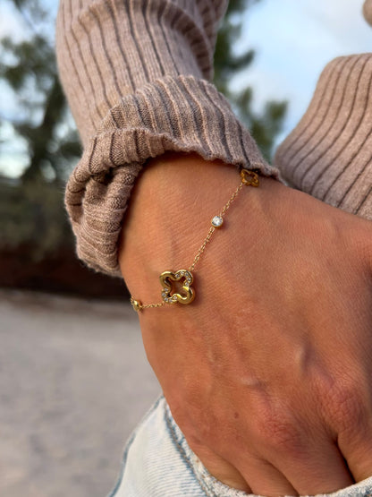 Bracelet trèfles et zircons ELYSIA | doré