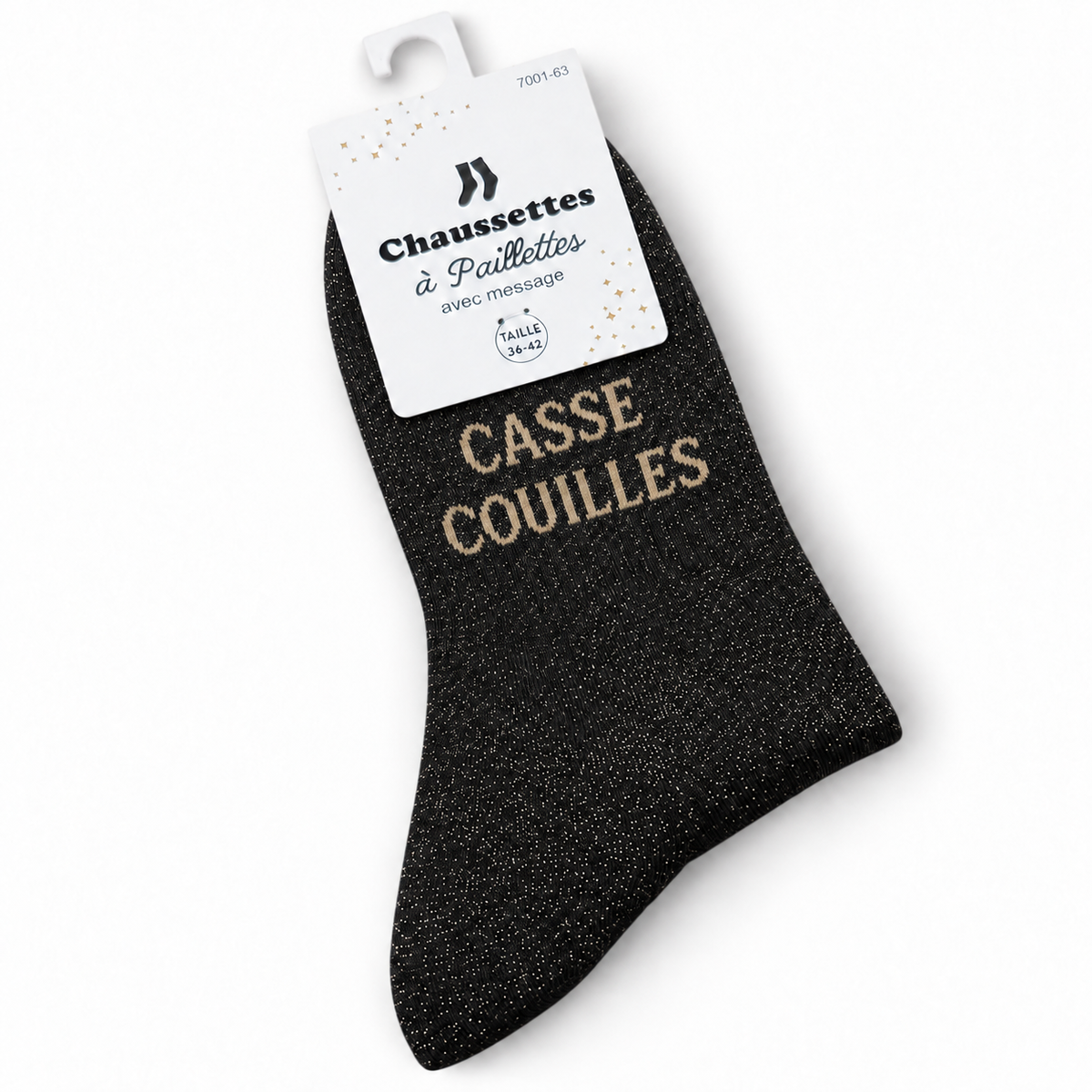 Chaussettes pailletées à message CASSE COUILLES | Couleur aléatoire