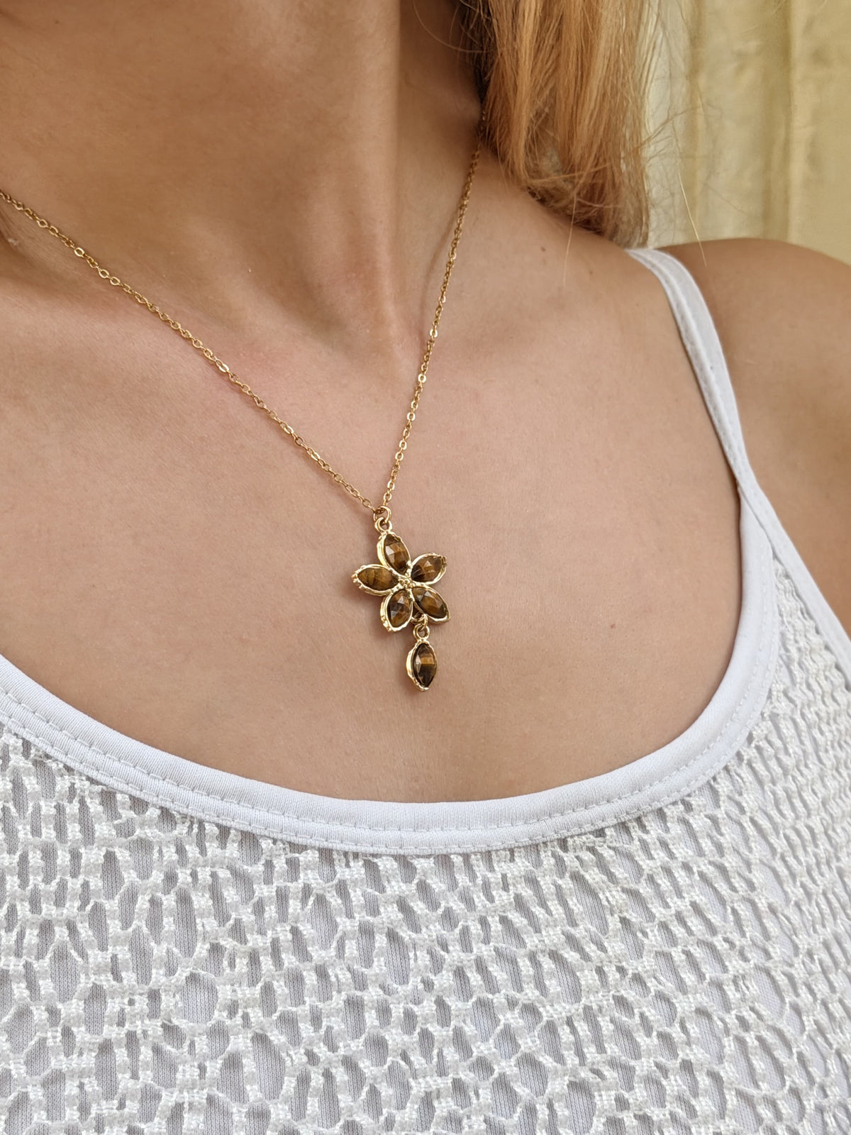 Collier FLORALYA - marron