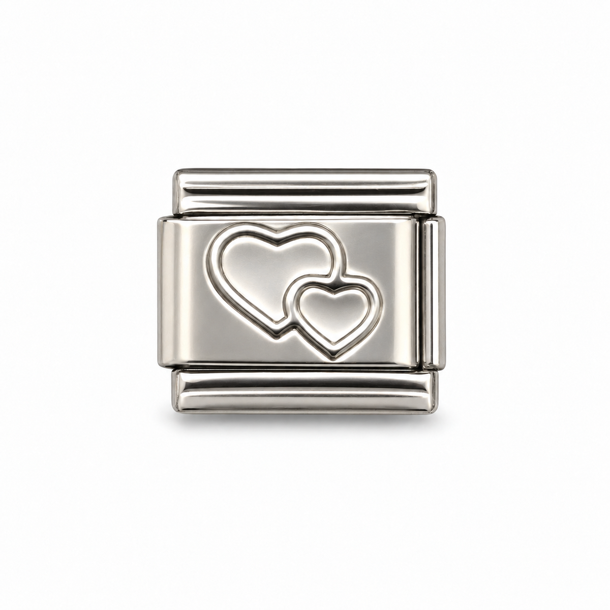 Charm italien Double coeur - argenté