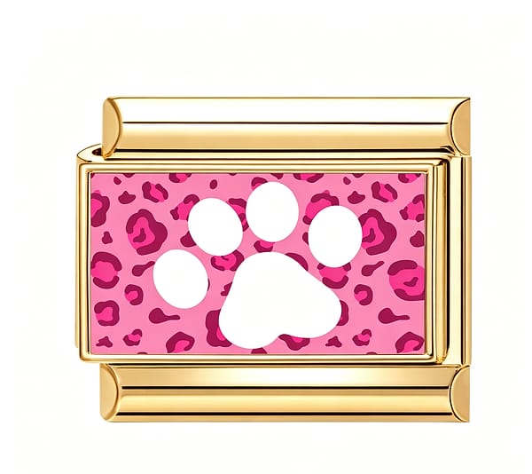 Charm italien Patte de chien/chat léopard rose