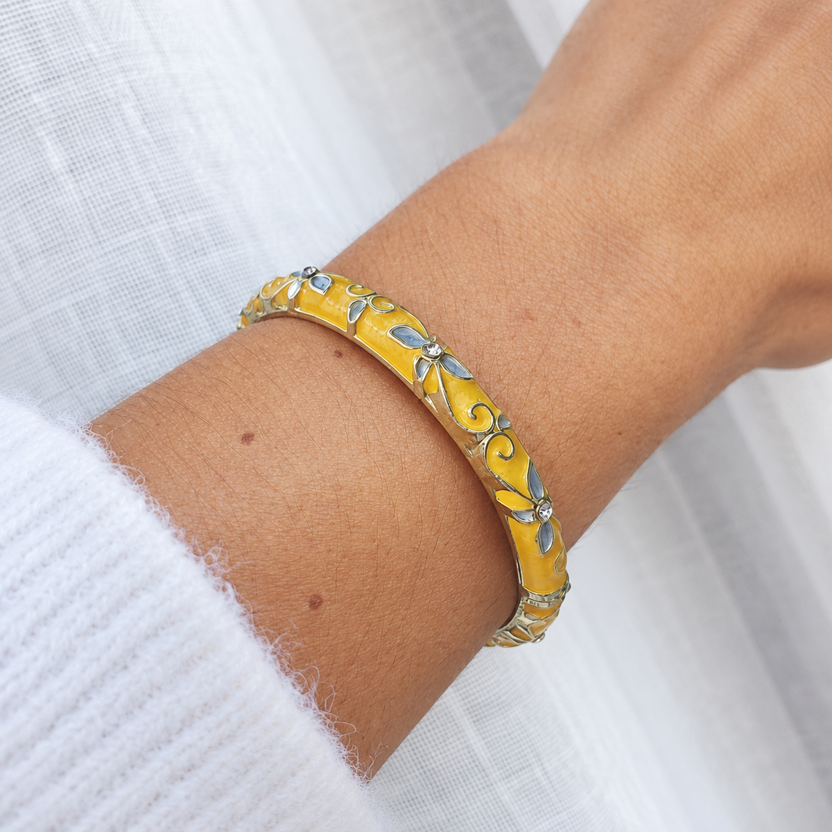 Bracelet jonc fleuri - doré | jaune