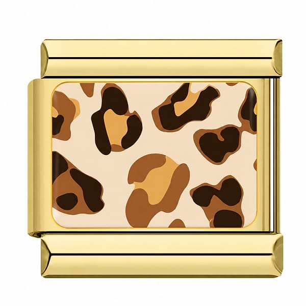 Charm italien léopard fond beige modèle 2 - doré