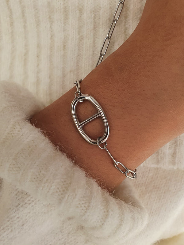 Bracelet maille marine chaîne à maillons  - argenté