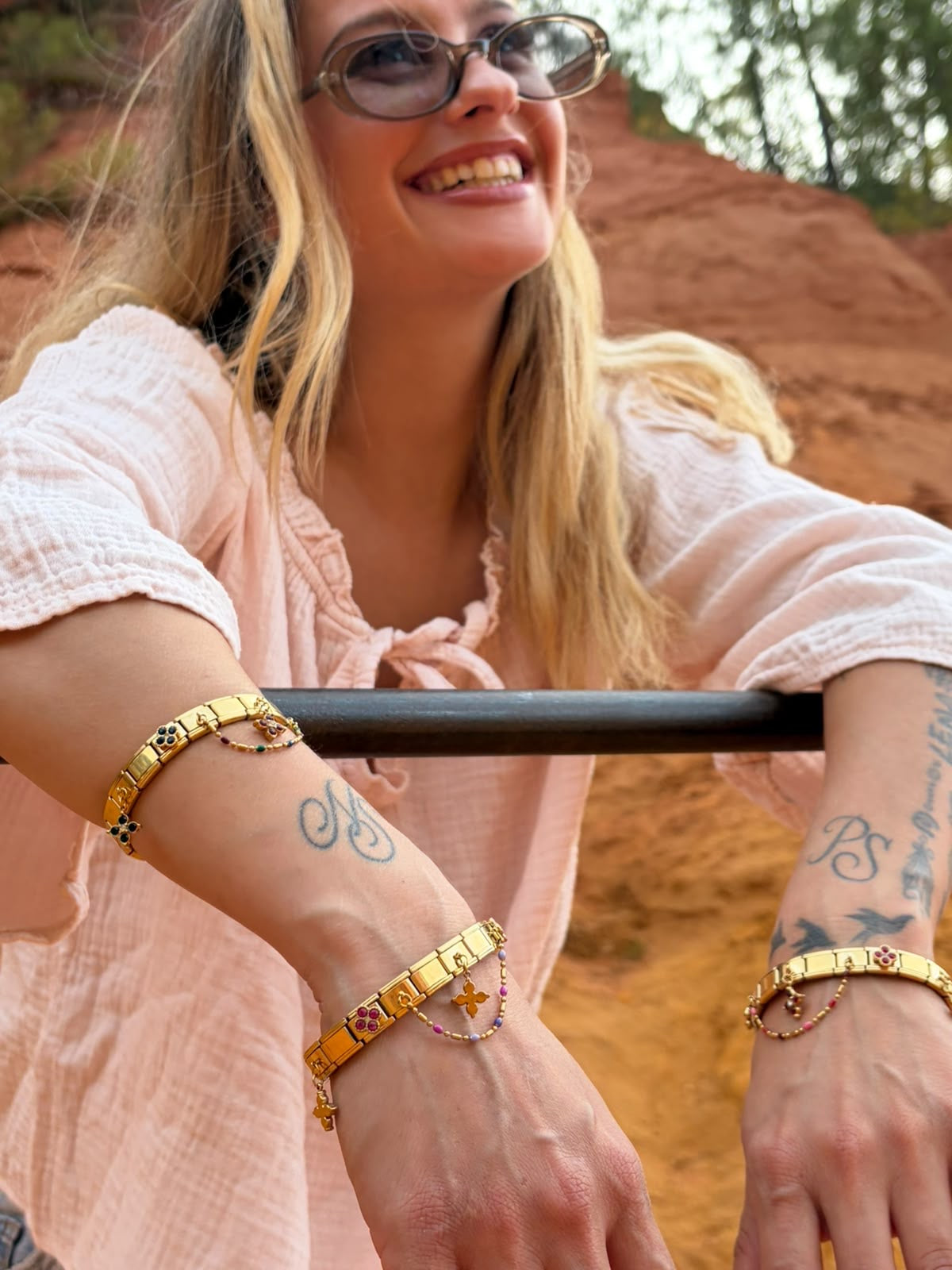 Bracelet italien Fiorella | bleu rouge vert