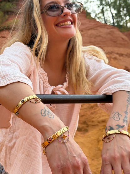 Bracelet italien Fiorella | bleu rouge vert