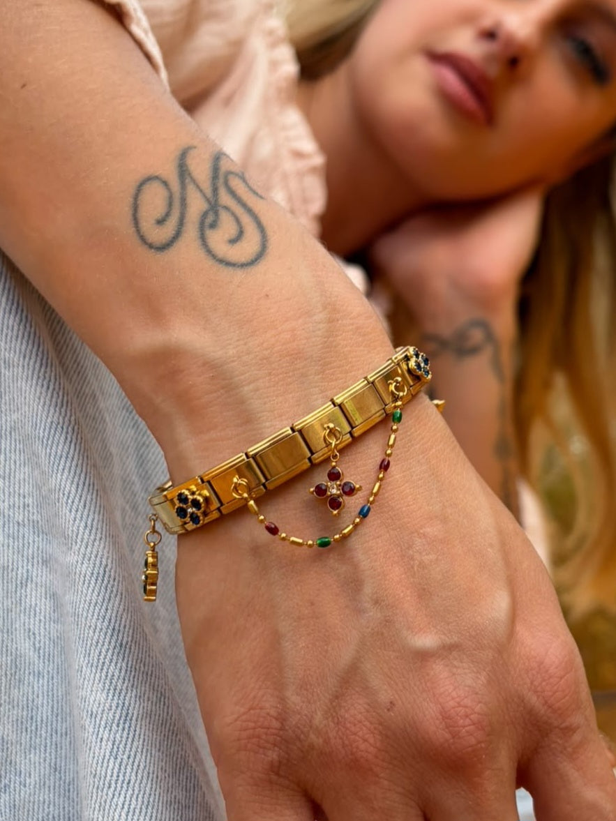 Bracelet italien Fiorella | bleu rouge vert