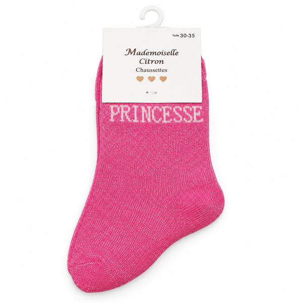 Chaussettes ENFANTS FILLES à message PRINCESSE | Couleur aléatoire