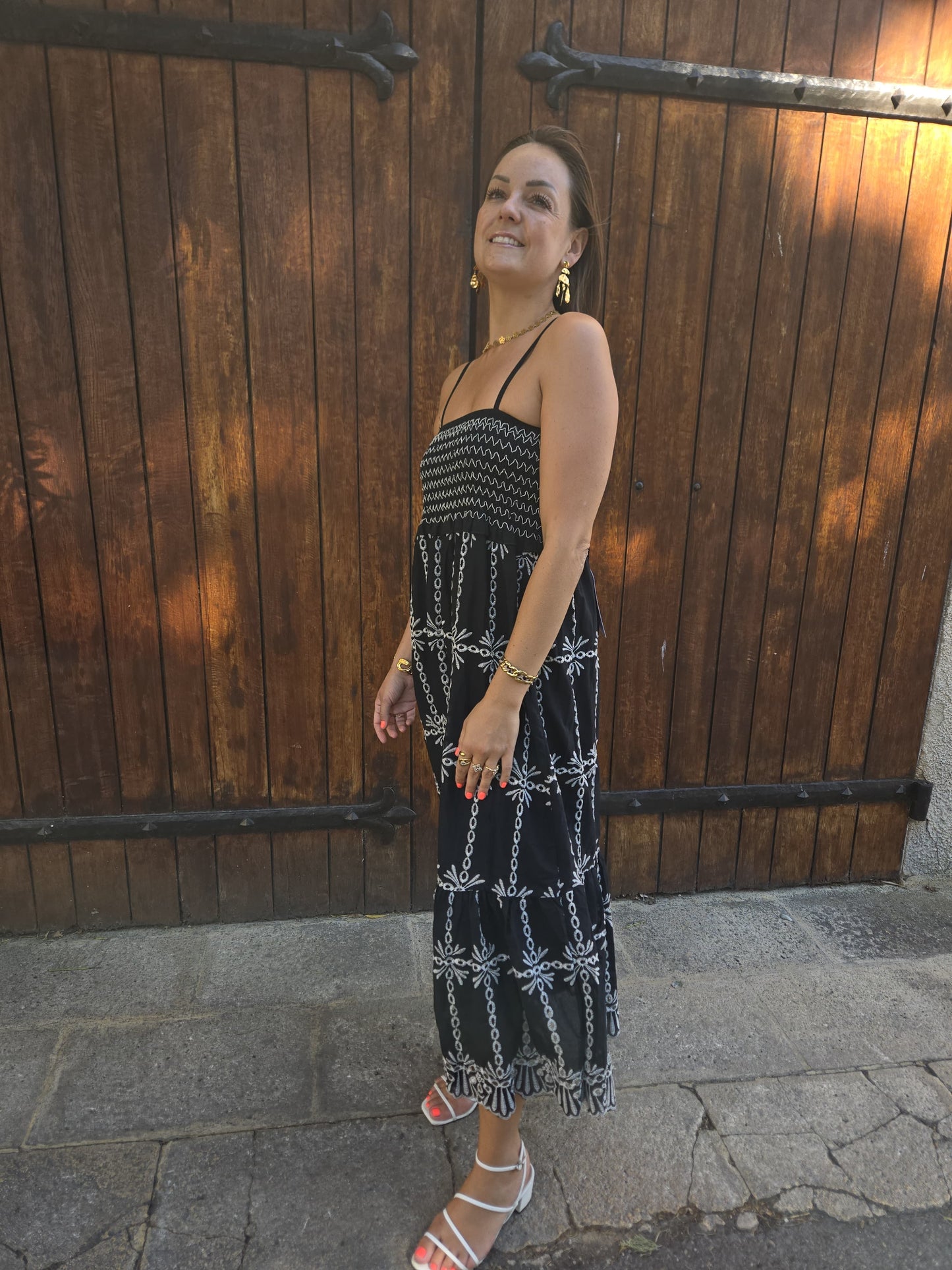 Robe longue à motifs - noir