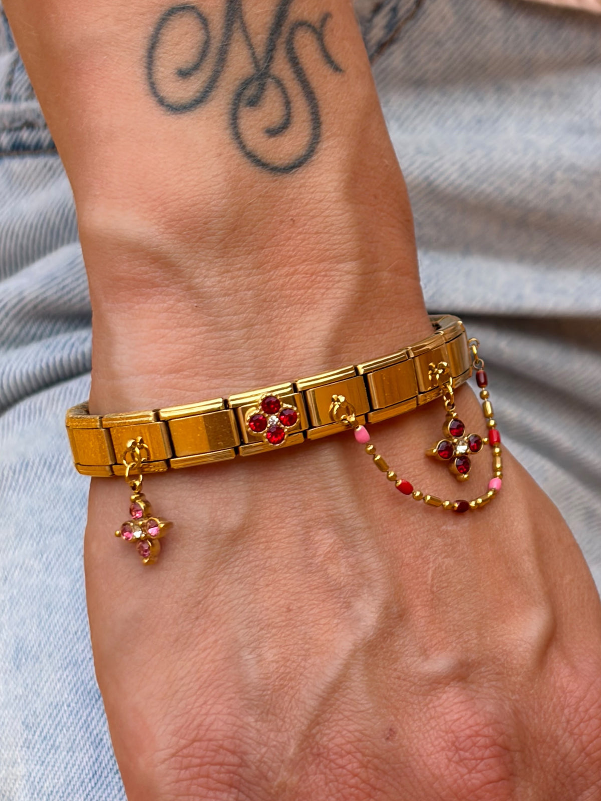 Bracelet italien Fiorella | rouge rose