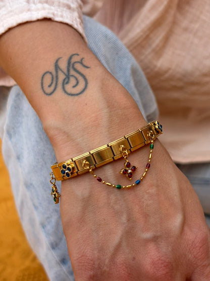 Bracelet italien Fiorella | bleu rouge vert