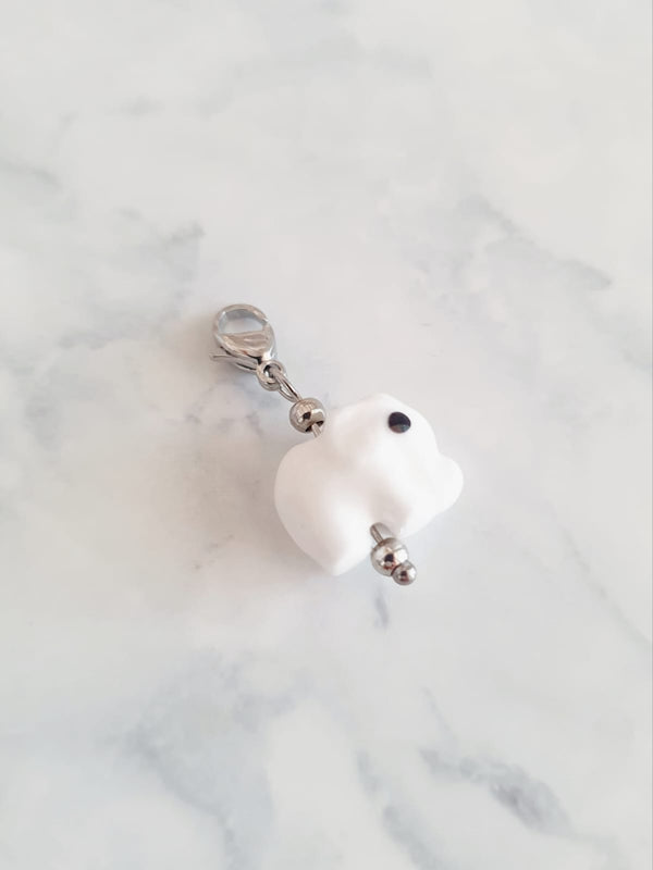 Charm baby éléphant - argenté / blanc