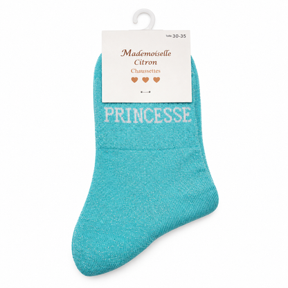 Chaussettes ENFANTS FILLES à message PRINCESSE | Couleur aléatoire