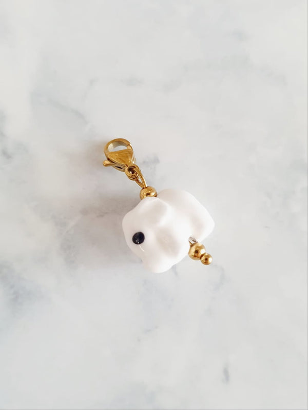 Charm baby éléphant - doré / blanc
