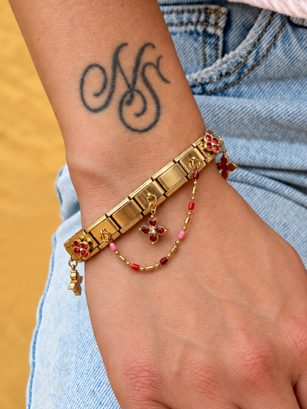 Bracelet italien Fiorella | rouge rose