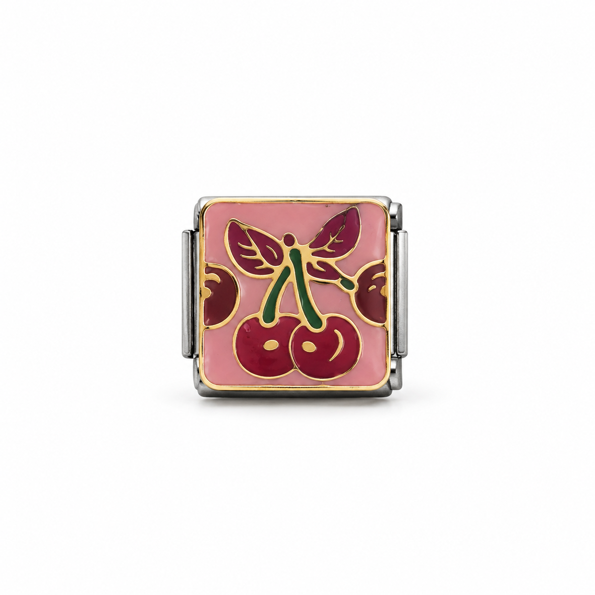 Charm italien cerises éclatantes - argenté