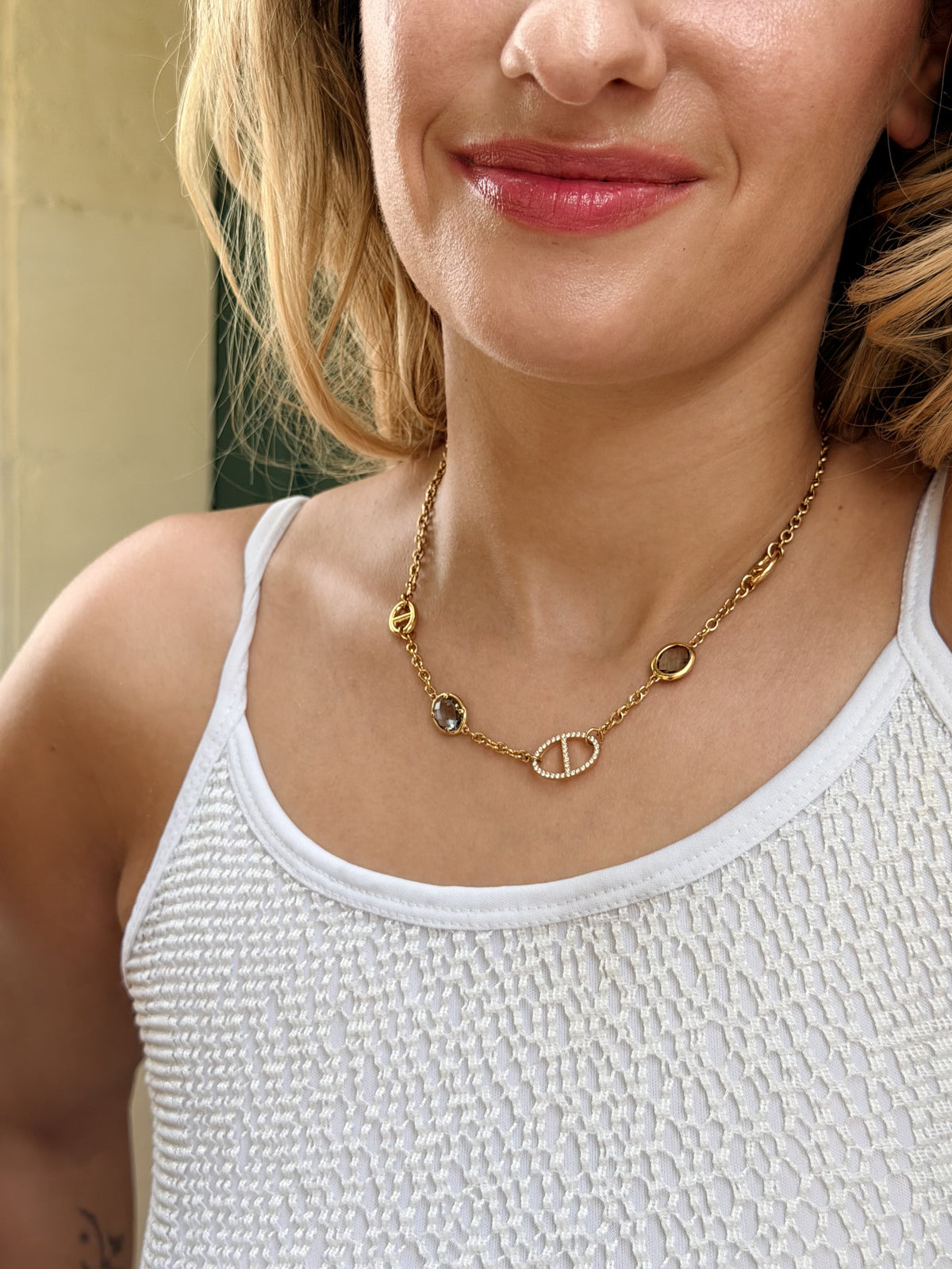Collier MAELINE strass - brun
