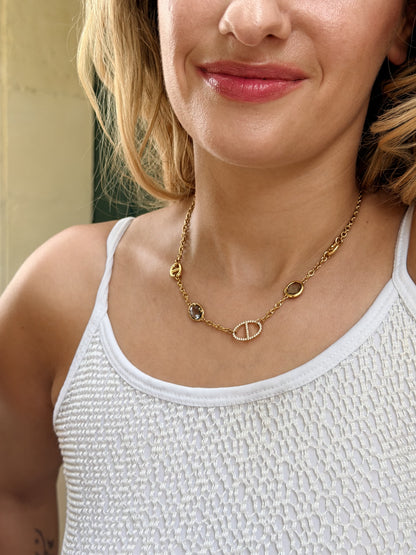 Collier MAELINE strass - brun