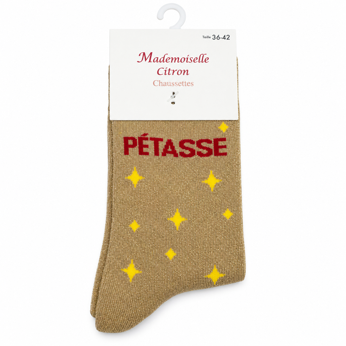 Chaussettes pailletées à message PÉTASSE étoiles | Couleur aléatoire