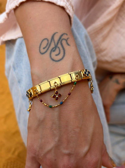 Bracelet italien Fiorella | bleu rouge vert