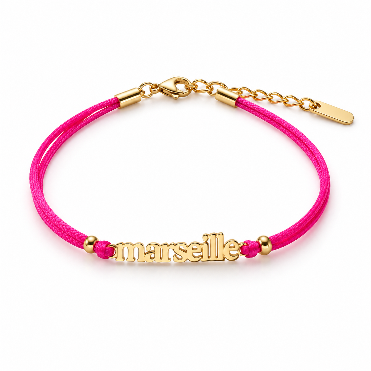 Bracelet cordon MARSEILLE rose fushia - doré