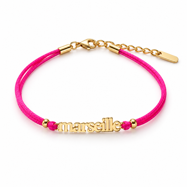 Bracelet cordon MARSEILLE rose fushia - doré