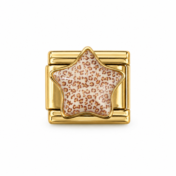 Charm italien Étoile fond beige - doré
