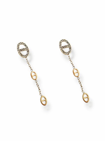 Boucles d'oreilles pendantes AGATA strass - doré
