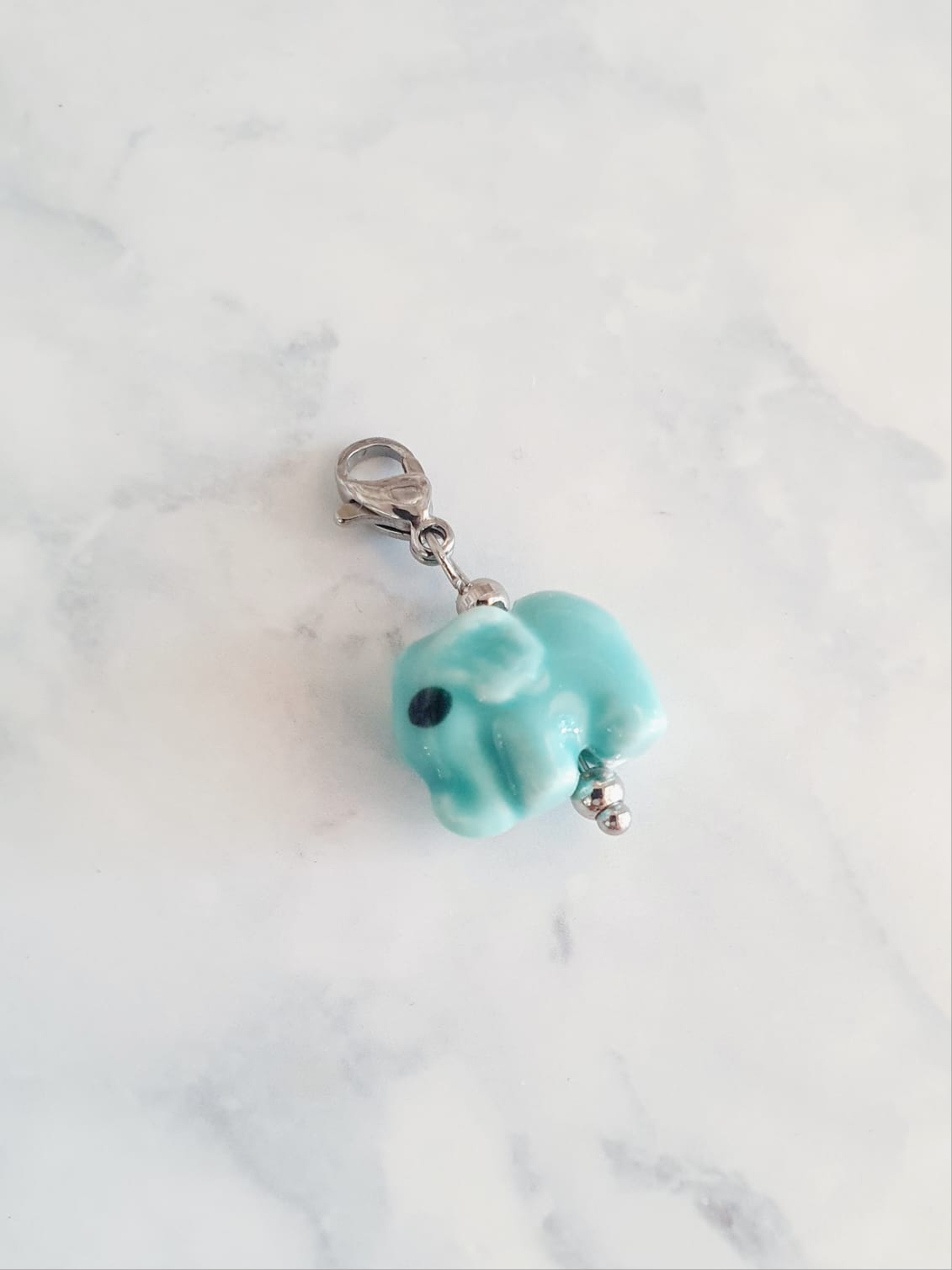 Charm baby éléphant - argenté / bleu
