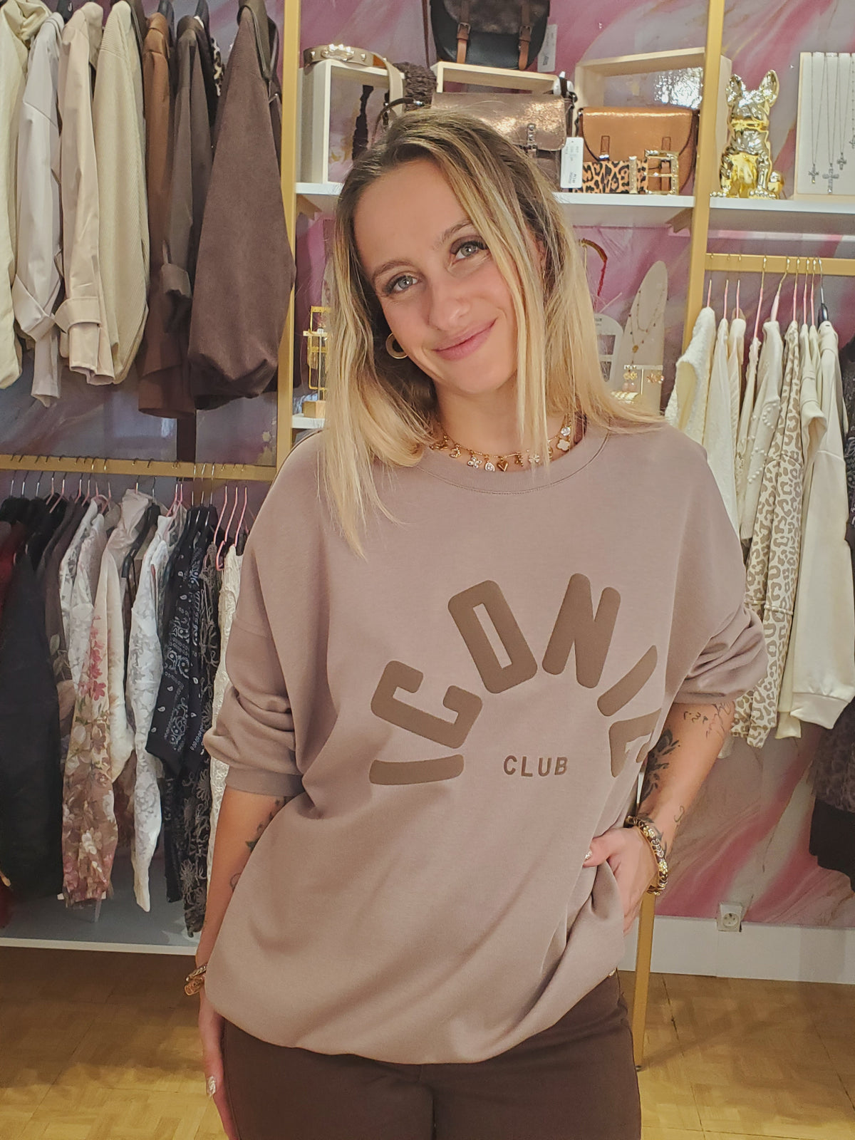 Sweat oversize ICONIC taupe