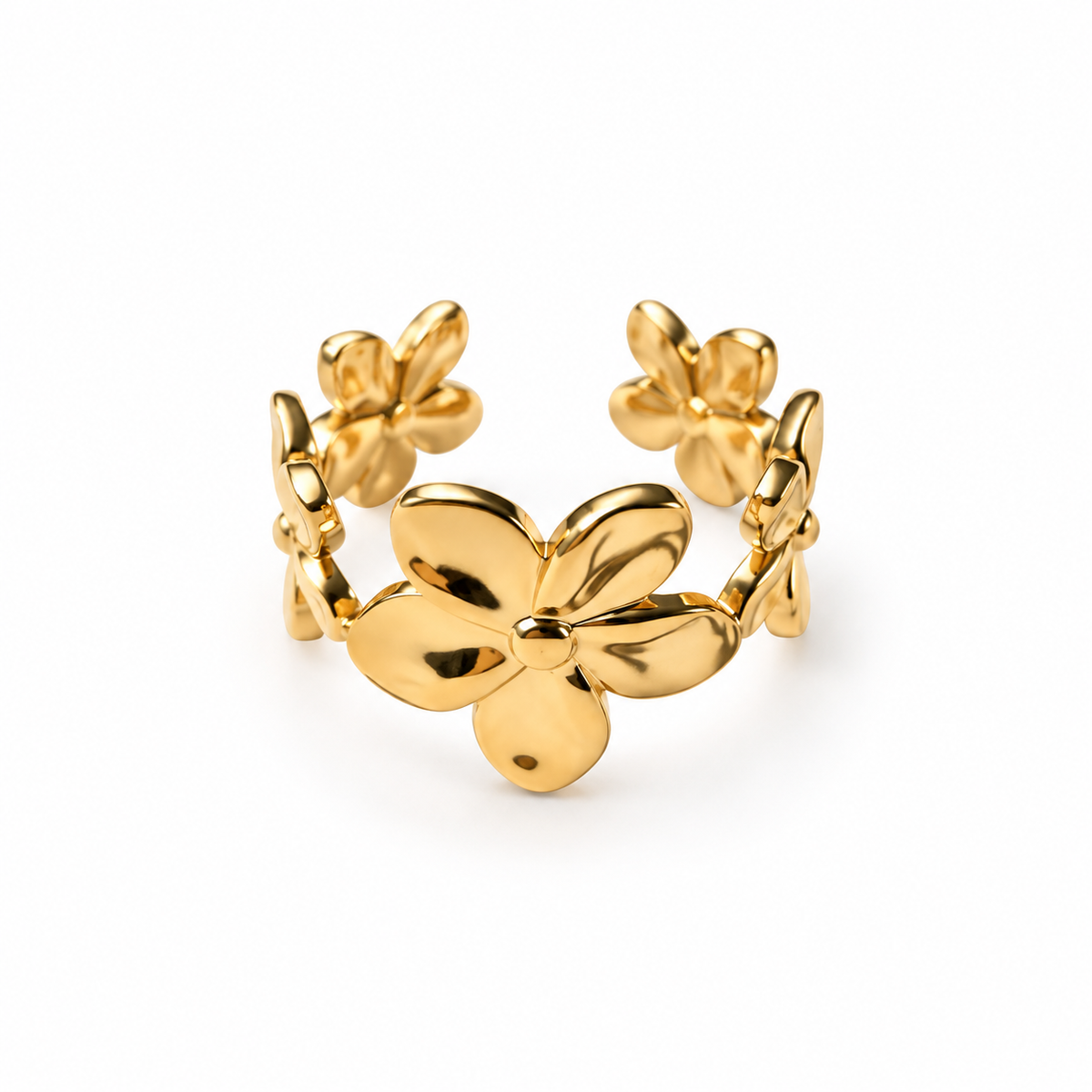 Bague fleurs - doré