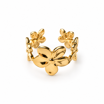 Bague fleurs - doré
