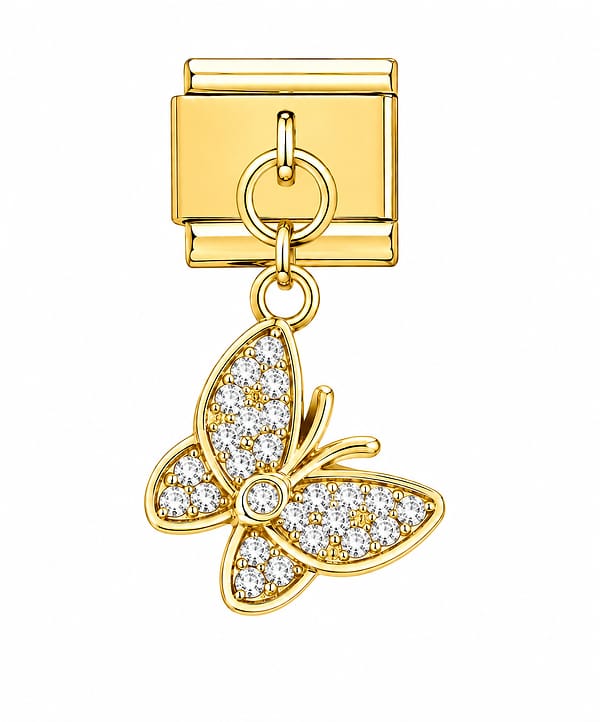 Charm italien breloque papillon strass