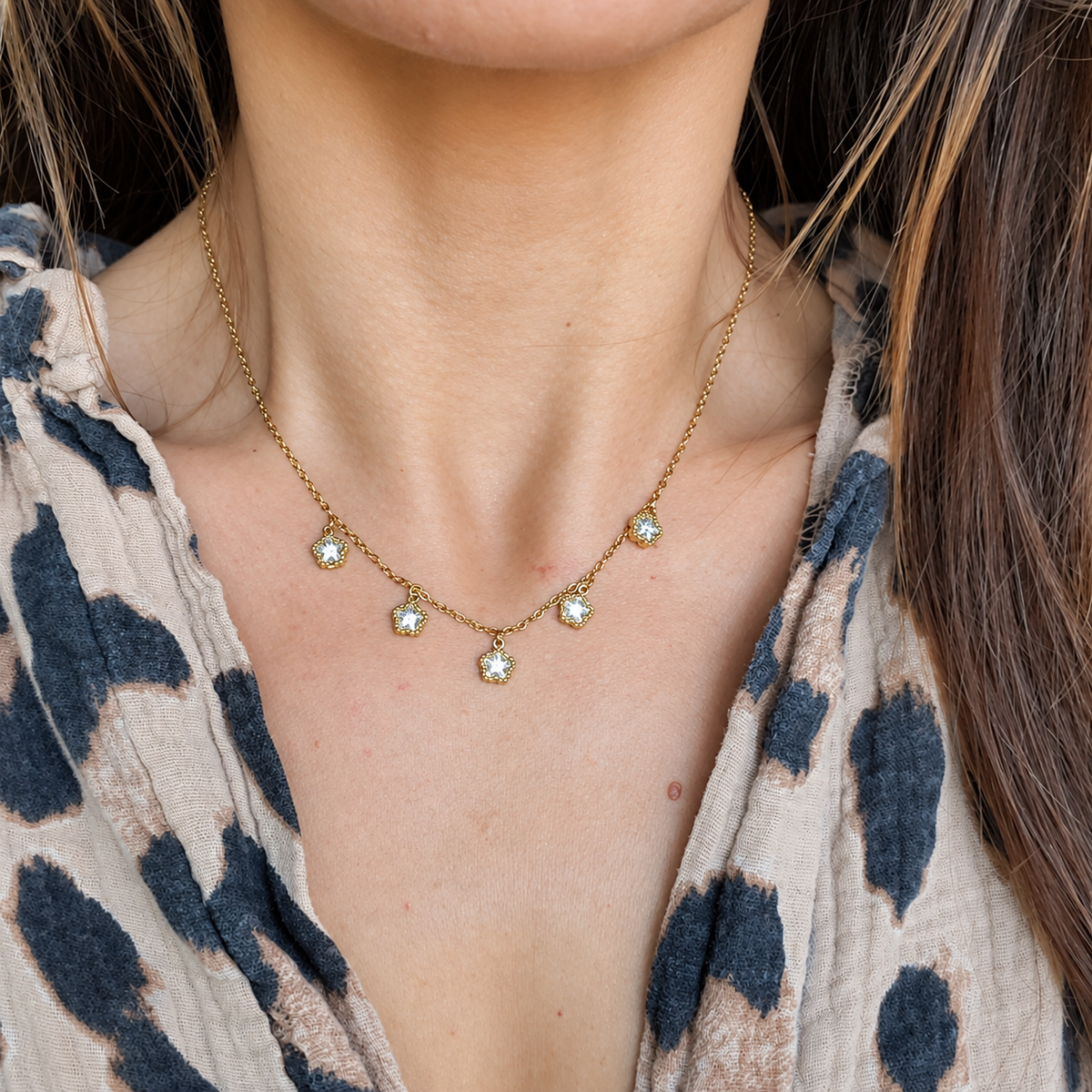 Collier Fleurs zircons