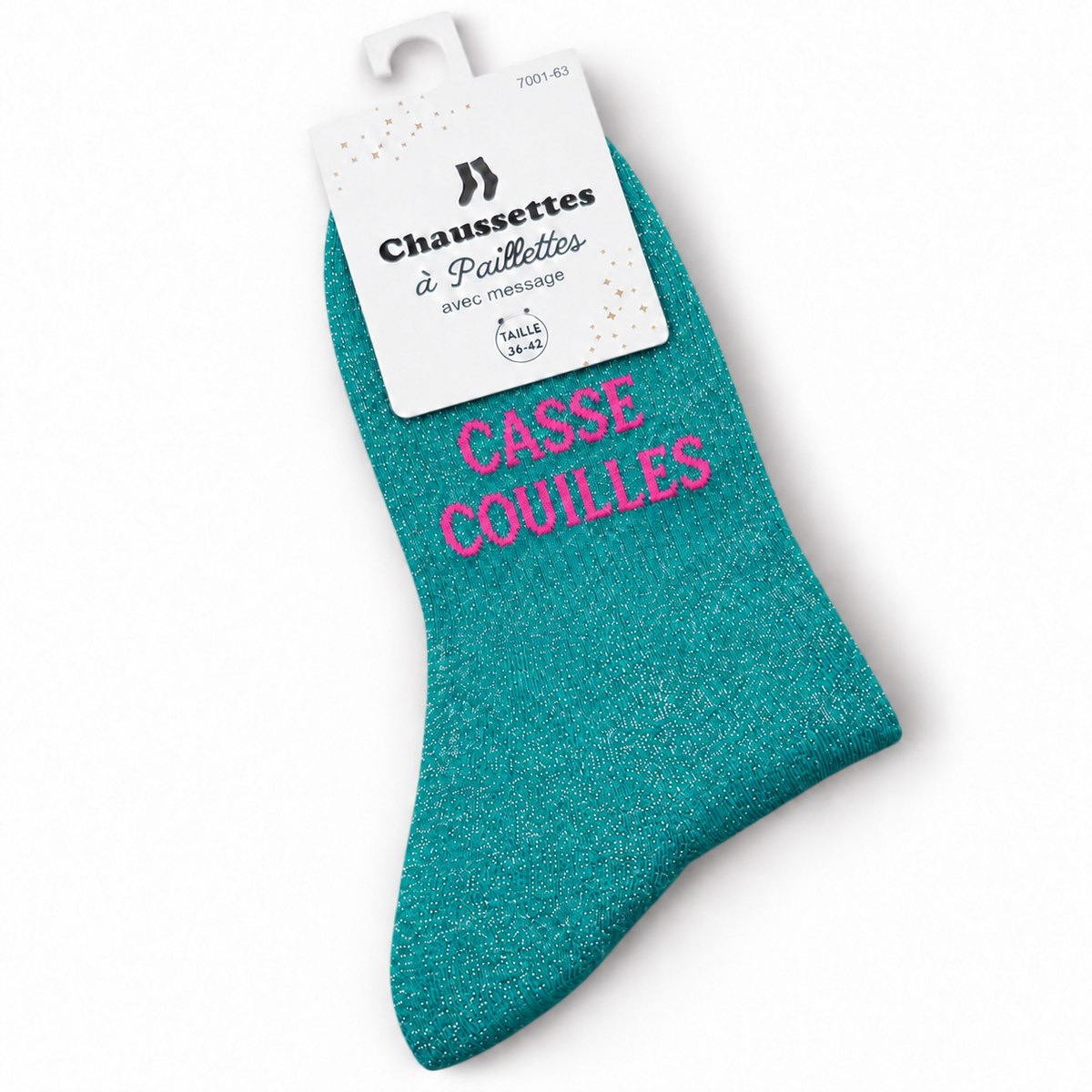 Chaussettes pailletées à message CASSE COUILLES | Couleur aléatoire